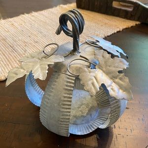 Galvanized metal silver pumpkin fall halloween thanksgiving accent decor